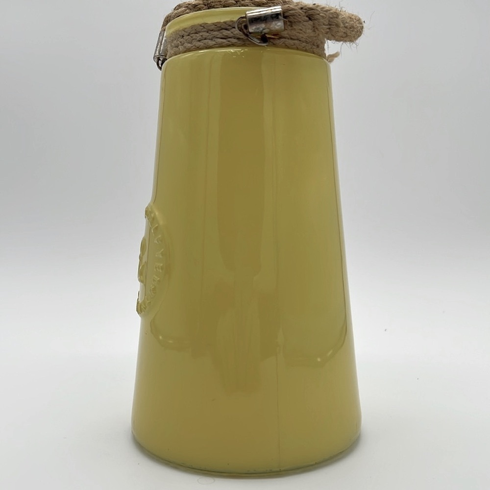 “Genuine & Crafted Original” Yellow Glass Jar/Vase with Rope Handle - Picture 7 of 16